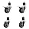 Service Caster 3'' Black Poly Swivel 1-7/8'' Expanding Stem Caster Set 2 Total Lock Brakes, 4PK SCC-EXTTL20S314-PPUB-BLK-2-S-2-178 - alternate 1